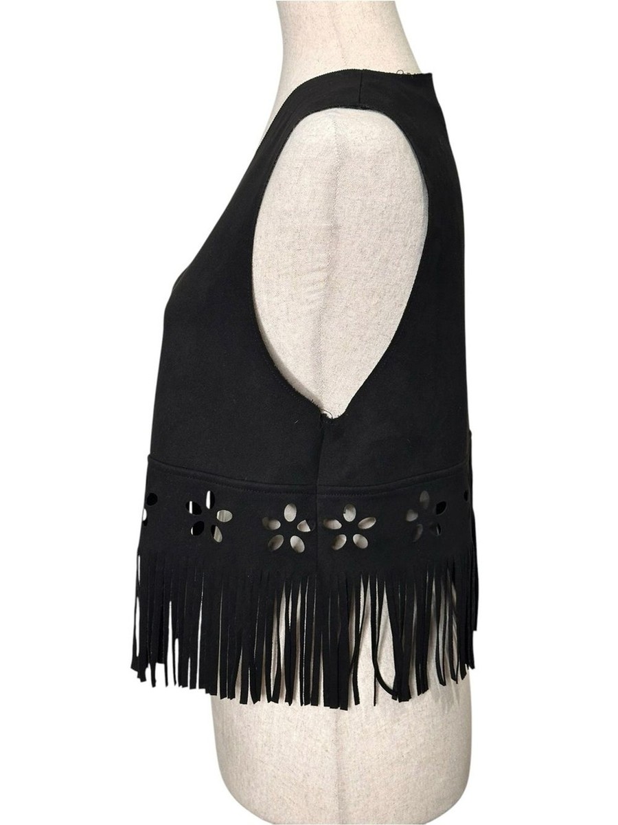 RELISH NOLESS Black Faux Suede Festival Country Music Concert Boho Vest. View 5