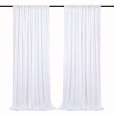2 PCS White Sequin Backdrop Curtains 2FTx8FT Party Photo Glitter Drapes