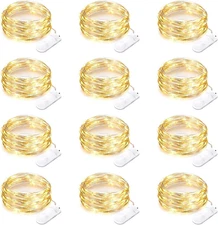 12 Pack Battery Operated Fairy String Lights 7 Feet 20 Led Waterproof Silver Wir