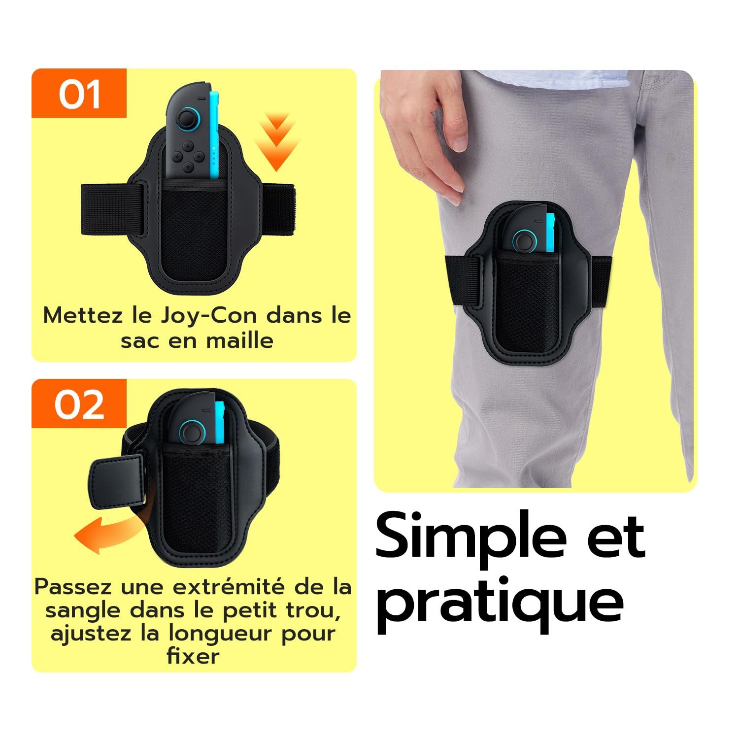 Accessoire sangle de jambe Switch 2 et Switch ajustable pour manette JoyCon - 3