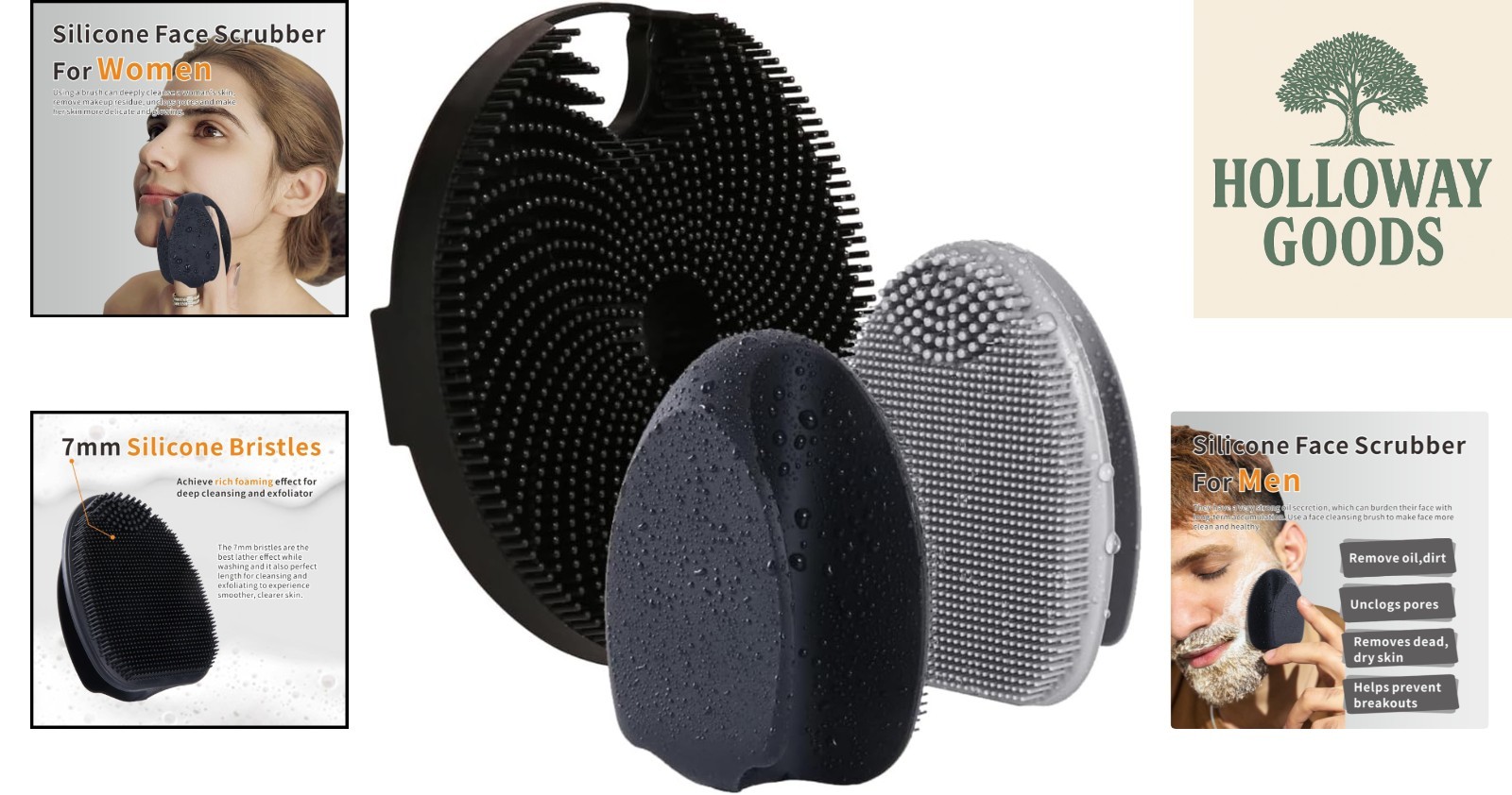 Eco-Friendly Silicone Facial Exfoliating Brush Set – Perfect for Sensitive Skin