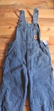 Vintage Carhartt R27 DKB Sandstone Duck Bib Overall Quilt Lined Knee Patch 38x32