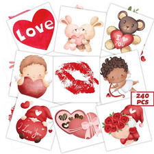 240 Pcs Bulk Valentine'S Day Temporary Tattoos for Kids, Individually Wrapped Sa