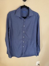 Vince Camuto Slim Fit Dress Shirt 16.5 34/35 Blue Stripe Mens Cotton