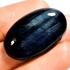 100 Natural Blue Tiger Eye Oval Cabochon Loose Gemstone 32 Ct 31X18X6mm UG-3507