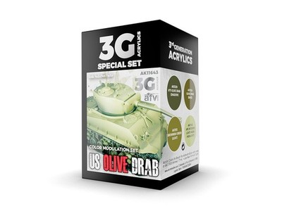 AK Interactive - US Olive Drab Modulation Set - 3rd generation - Acrylfarben s