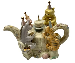Disney Winnie The Pooh Lenox Teapot 2001 Birthday Celebration Eeyore Piglet