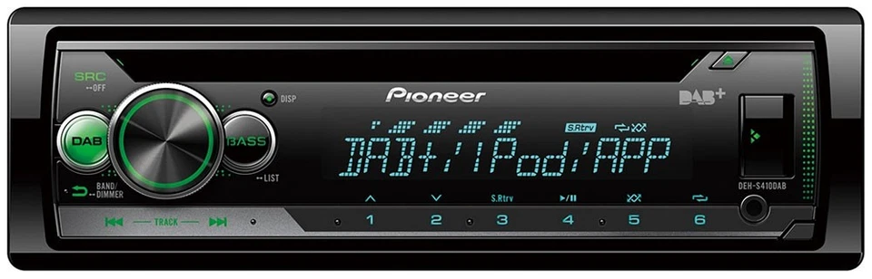 Pioneer DEH-S410DAB Receptor De Radio Coche 1 DIN Negro 4 Canales DAB+ - Imagen 1 de 3