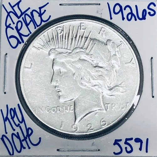 1926 S SILVER PEACE DOLLAR AUTHENTIC HI GRADE U.S. MINT COIN RARE KEY DATE 5591