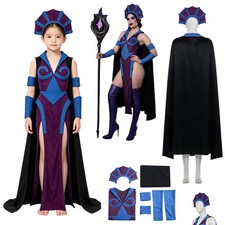 Evil-Lyn Skeleton King Villain Witch Cosplay Dress Cape Kids Girls/Womens Party