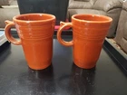 2 Fiesta Ware Bistro Latte Coffee Mugs Paprika Color Homer Laughlin Thumb 5.5"
