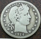 US 1914-S Barber Quarter  **