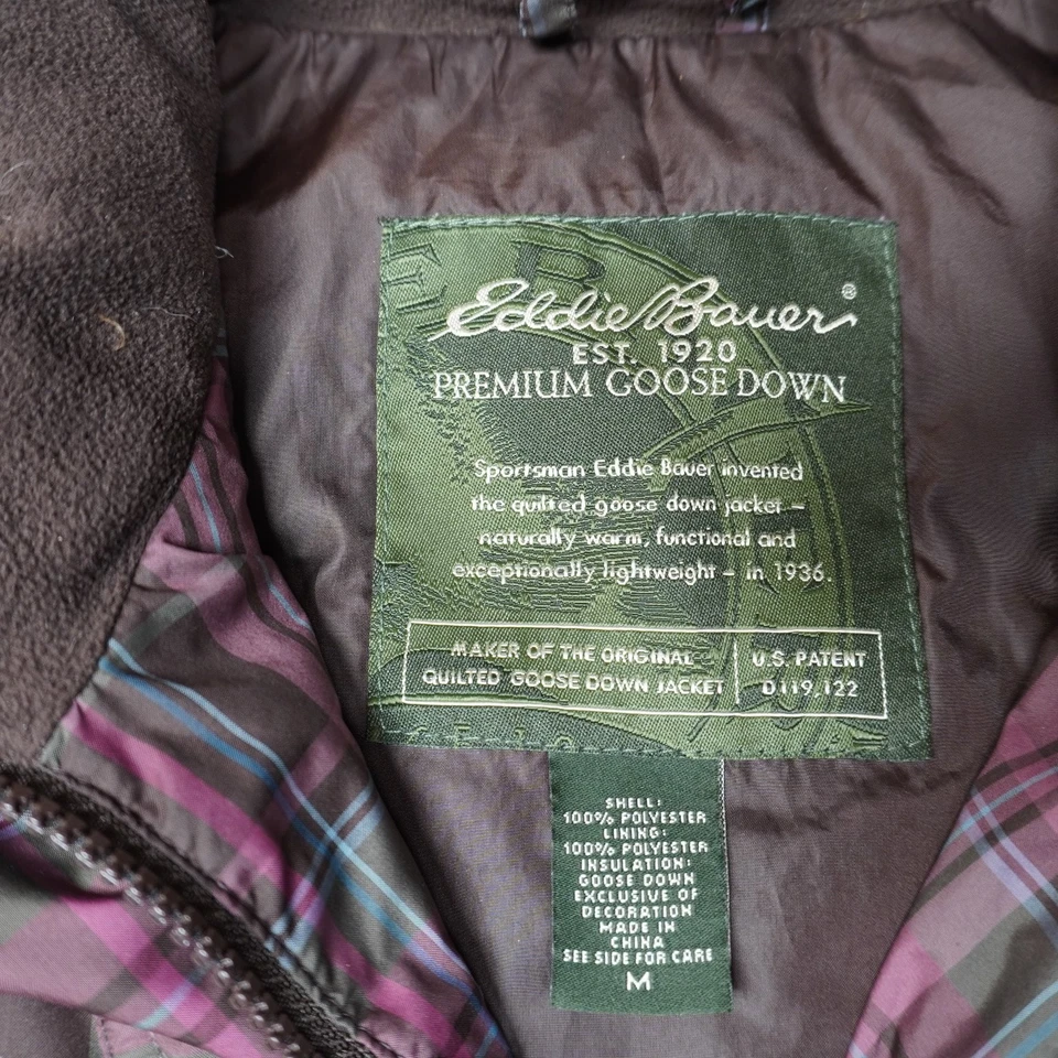 Eddie Bauer Vest Women's Medium Brown Plaid Goose Down Lined - Image 4 of 4