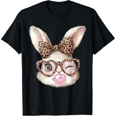 Easter Bunny Cute Glasses Leopard Bunny Rabbit Easter T-Shirt