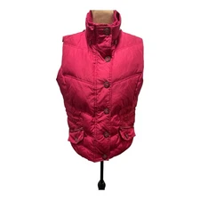 Maurices Womens Down Puffer Vest Pockets Adjustable Cord Large Zip & Button Sz L