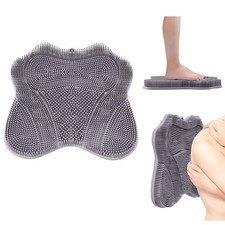 Merleu Show Foot Scrubber Mat Silicone Back with Butterfly Grey