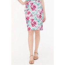 J. Crew Womans Cotton Basketweave Floral Print lined Pencil Skirt Size 8 NWT