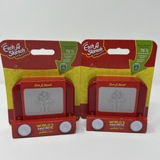 NEW 2 Etch A Sketch Pocket Size Mini Kids Art Drawing Car Trip Games