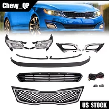 Fits Kia Optima 2015 Front Bumper Upper Grille Chrome Trim w/Fog lights Set NEW