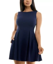 B DARLIN Juniors' Sleeveless Pleated A-Line Dress Navy Size 9/10
