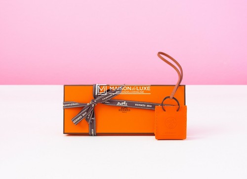 NEW HERMES ORANGE SHOPPING SAC KEYCHAIN BAG CHARM CARMEN BIRKIN KELLY RODEO