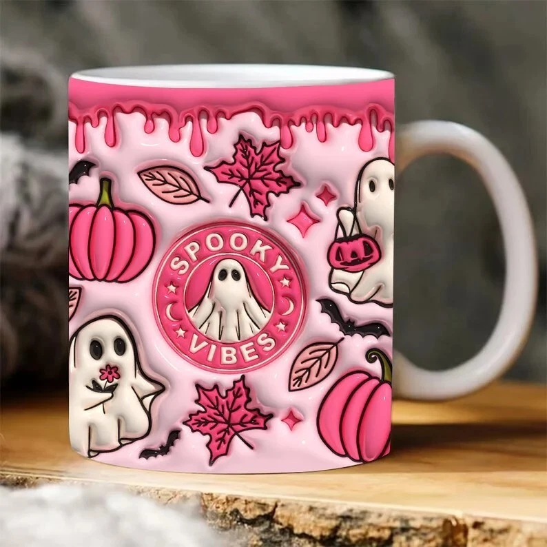 Nueva taza de café de cerámica calabaza de Halloween 12 oz 2024 Foto 2 de 4