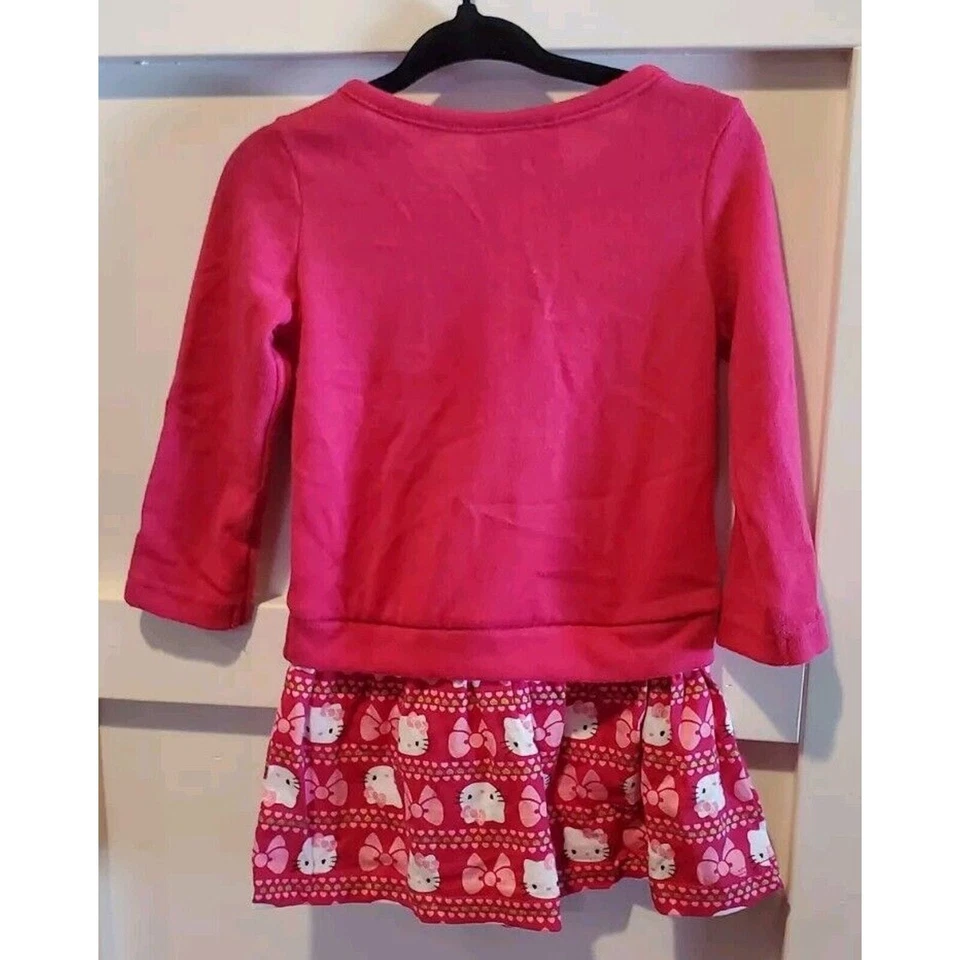 2013 Vestido Sanrio Mangas Largas Rosa Hello Kitty Tejido Nuevo de Lote Antiguo 18 Meses Foto 2 de 4