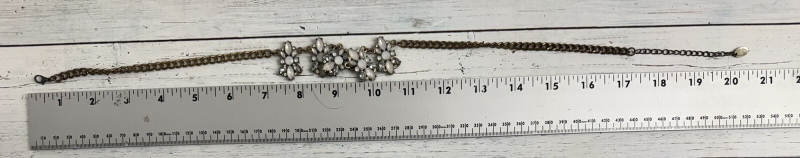 etc! Brass Moonstone Rhinestone Statement Necklac… - image 4