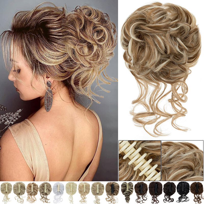 Jaw Claw Clip Large Messy Bun Scrunchie Hair Piece False Updo Hair  Extensions US