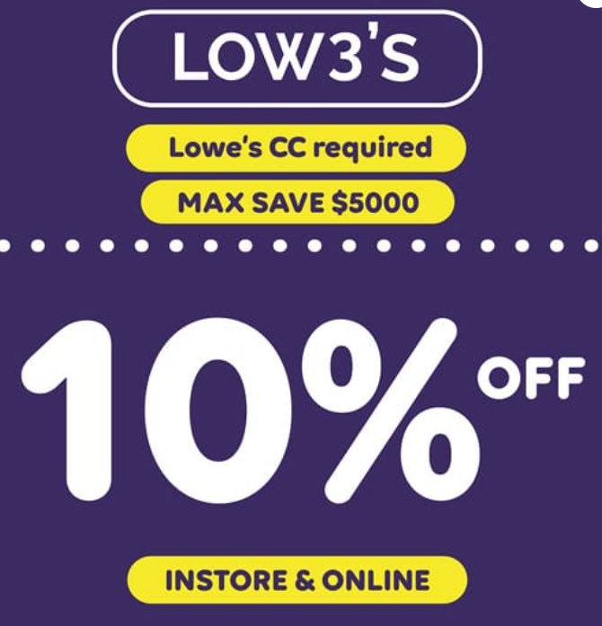 Lowes Coupon 10 off Purchase Exp102424 With Lowes Credit Card eBay