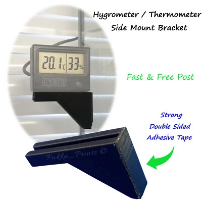 PUKKA PRINTS Digital Thermometer Hygrometer Combometer Side Mount Fits Exo Terra Reptile viv