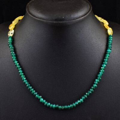 Authentische 97 kt natürliche Onyx & Citrin Perlen Damen Halskette Schmuck JK 21E380