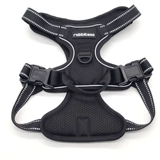 RabbitGoo Black Medium Dog Harness Chest Plate with 2 Leash Clips
