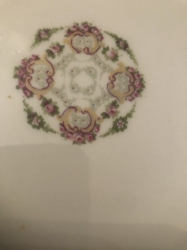 Limoges PL France M Redon Oval Dish 9" X 5.5" X1" Leaf Band Pink Roses Gold Trim - Picture 3 of 5