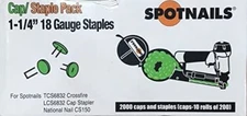 Spotnails Cap and Staple Pack 3/8" Crown 1-1/4" Leg (136075)