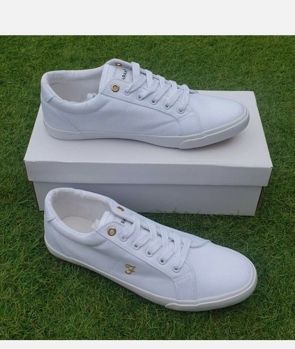 MENS FARAH 'KEMP' WHITE LACE UP CANVAS 