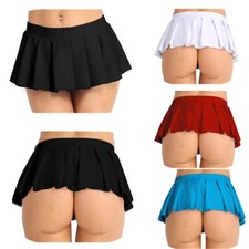 Women Mini Pleated Skirt Schoolgirl Role Play Uniform Micro Short Dress Clubwear