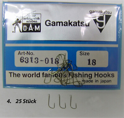 D.A.M Gamakatsu-Carbonstahl-Haken von 1989 Stipphaken 6313-018 Größe 18 grün