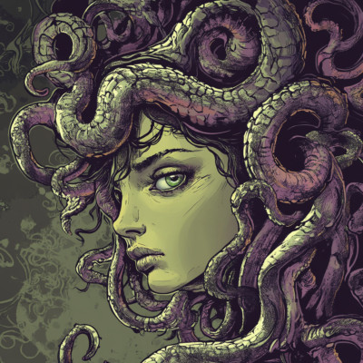 XXL 18X18 Autoaufkleber Medusa Comic  Aufkleber Wetterfester Vinyl Sticker