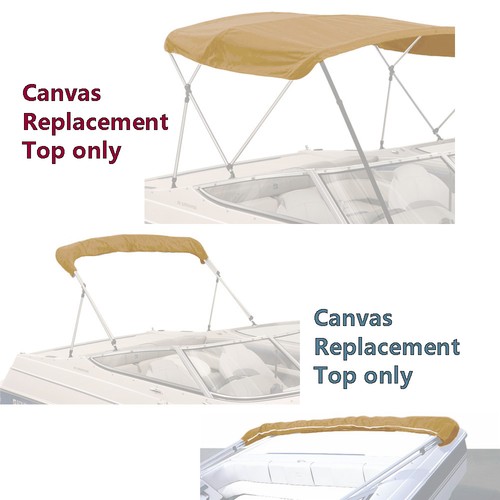 Bimini Top Boat Cover Canvas Fabric Tan w/Boot Fits 4BOW 96"L 54"H 61