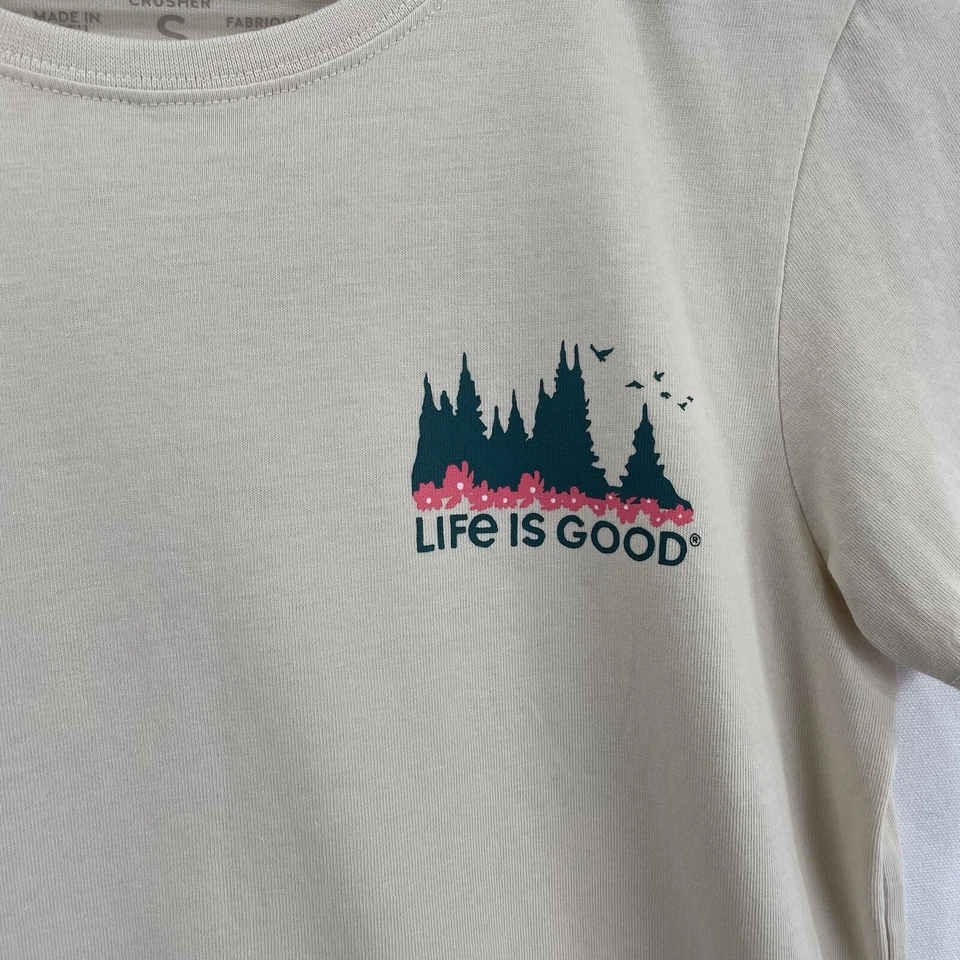 Life Is Good Shirt Women Small Daisy Flower Crusher Tee Top Short Sleeve Cotton - Image 3 of 4