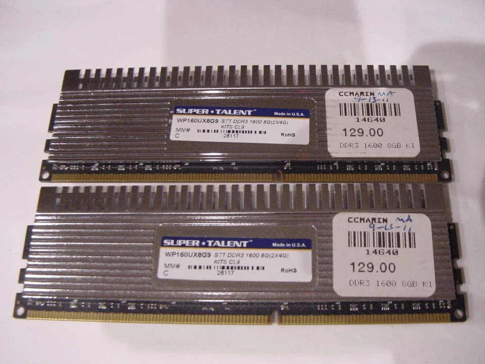 COMPUTER MEMORY - SUPER TALENT WP160UX8G9 STT DDR3 1600 8GB 2x4GB - Image 4 of 4