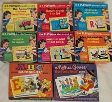 Lot 8 Vintage 1960s PLAYSKOOL MATCH-UPS & ED-U-CARDS GO-TOGETHER Picture Puzzles