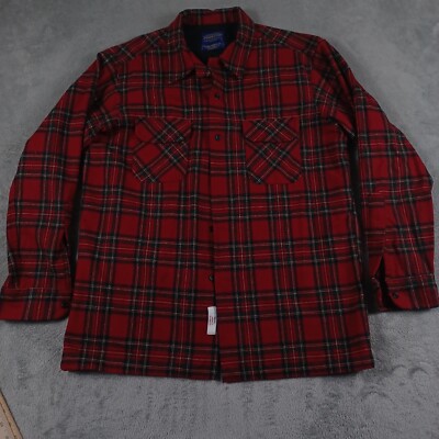 Pendleton Shirt Mens Large Red Plaid Board Shirt Jac Wool Stewart Tartan