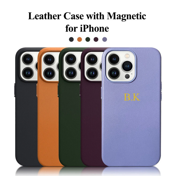 Custom Wireless Magnetic Leather Phone Case Cover for iPhone 14 11 12 13  Pro Max