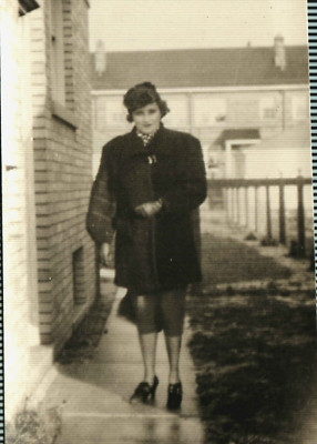 Antique Photograph of a Posing Woman In Short Dress Hat Coat and Heels C1920
