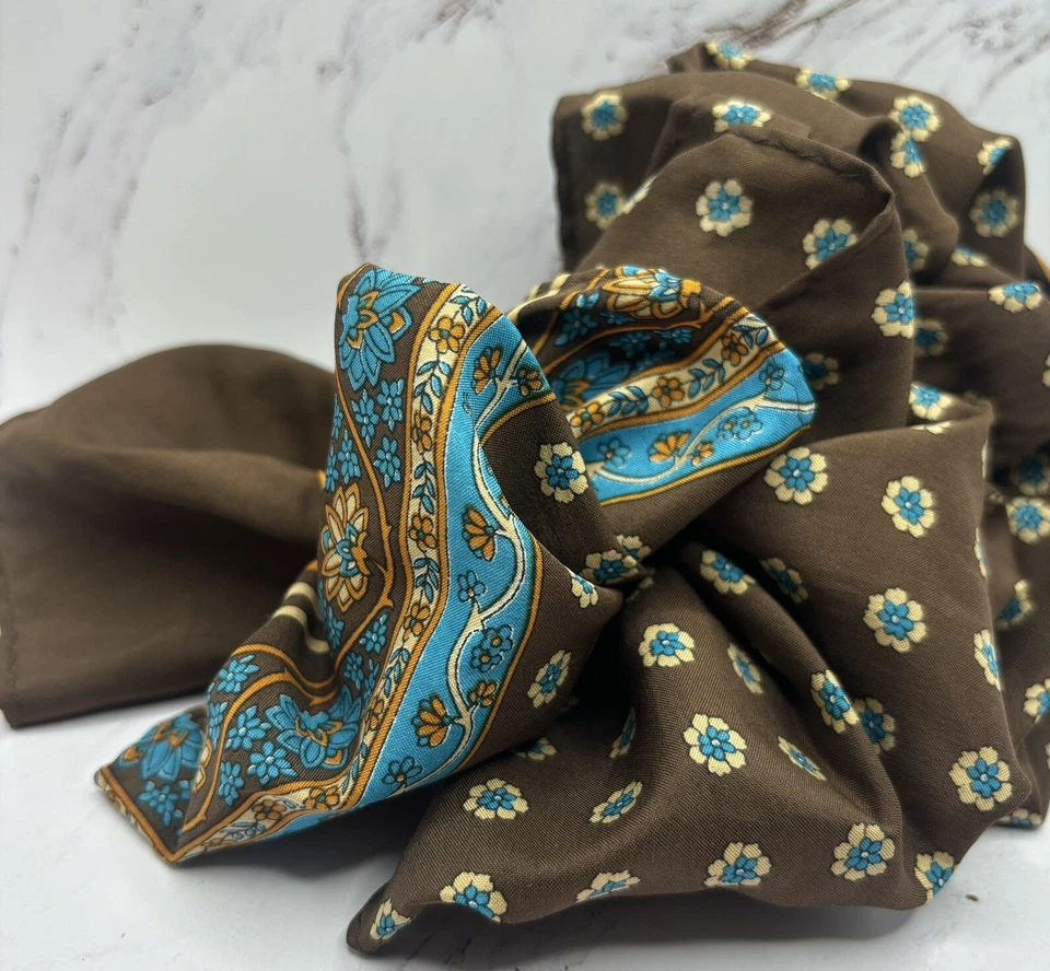 Cinta de clip de pasador de moño de pelo de aspecto grande sedoso vintage años 80 90 marrón turquesa 9""�� Foto 2 de 4