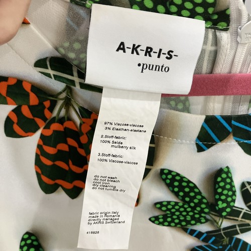 Akris Punto Kleid Größe 16 gebraucht, in einwandfreiem Zustand tropischer Look leichter Stoff Raffung hinten - Bild 5 von 14