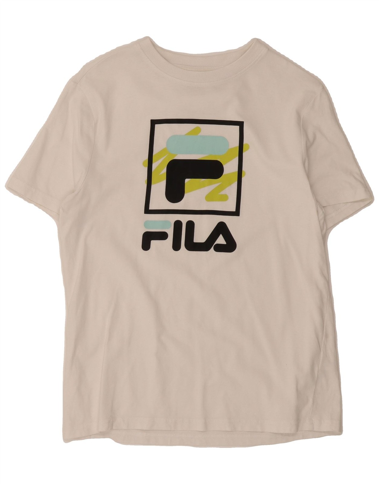 FILA Mens Graphic T Shirt Top XS White Cotton CQ25