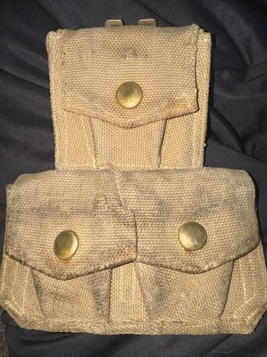 AUTHENTIC CANVAS MILITARY 303 ENFIELD THREE AMMO WEBBING POUCH WW2 BRITISH ARMY